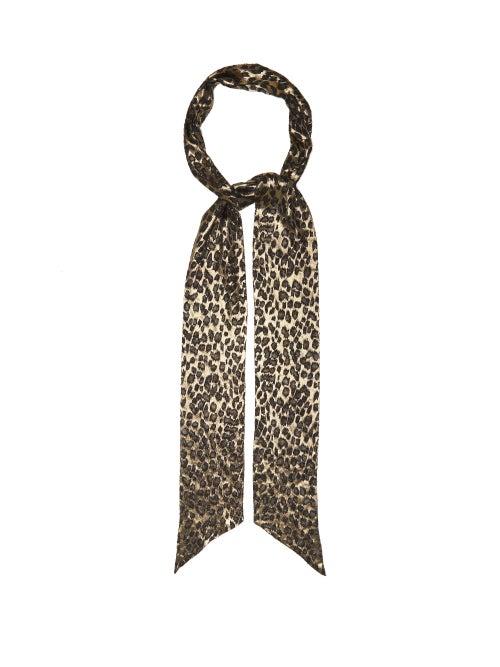 Matchesfashion.com Saint Laurent - Metallic Leopard Fil Coup Chiffon Scarf - Womens - Brown