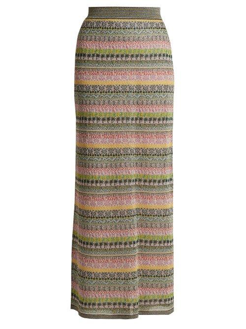 Matchesfashion.com Missoni - Striped Metallic Maxi Skirt - Womens - Multi