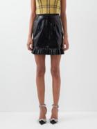 Alessandra Rich - Ruffled Vinyl Mini Skirt - Womens - Black
