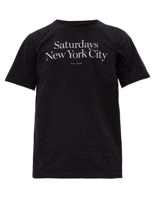Matchesfashion.com Saturdays Nyc - Miller Logo Print Cotton T Shirt - Mens - Black
