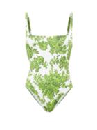 Emilia Wickstead - Scarlett Floral-print Swimsuit - Womens - Green White