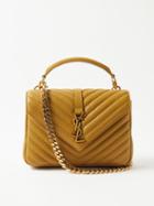 Saint Laurent - Collge Medium Quilted-leather Shoulder Bag - Womens - Khaki