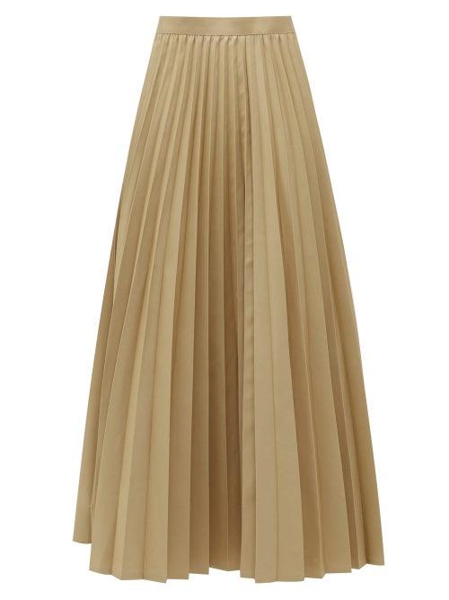 Matchesfashion.com Junya Watanabe - Pleated Cotton-blend Twill Maxi Skirt - Womens - Beige