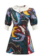 Charles Jeffrey Loverboy - Abstract-print Denim Mini Dress - Womens - Black Multi