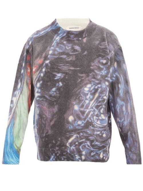 Matchesfashion.com Namacheko - Gladys Abstract-print Wool Sweater - Mens - Blue