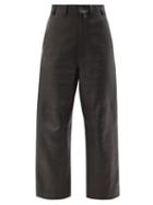 Balenciaga - High-rise Cropped Leather Wide-leg Trousers - Womens - Black