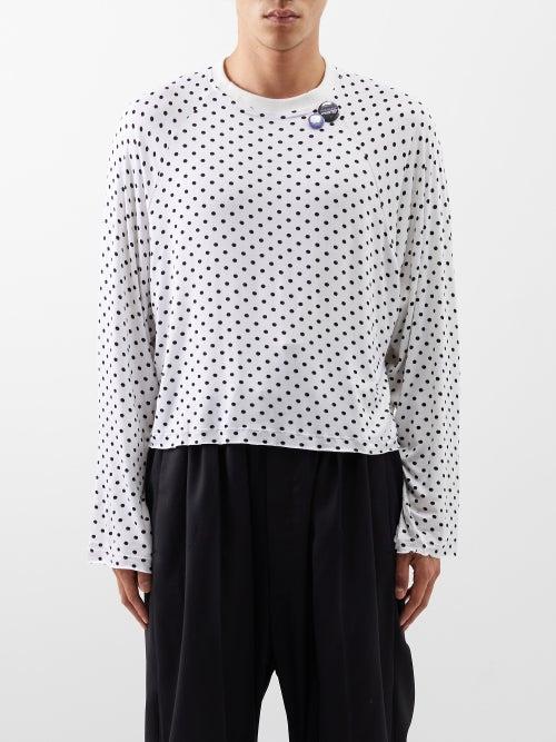 Liberal Youth Ministry - Polka-dot Long-sleeved Jersey T-shirt - Mens - White Black