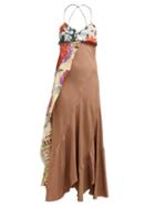 Matchesfashion.com Chlo - Contrast Panel Silk Dress - Womens - Brown Multi