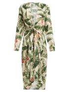 Matchesfashion.com Adriana Degreas X Cult Gaia - Tropical Floral Print Silk Cover Up Robe - Womens - Green
