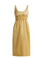 Matchesfashion.com Emilia Wickstead - Giovanna Ruched Lam Midi Dress - Womens - Gold