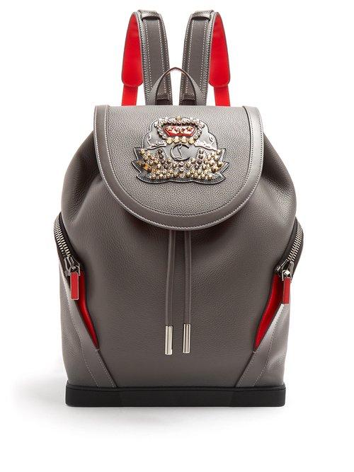 Matchesfashion.com Christian Louboutin - Explorafunk Stud Embellished Backpack - Mens - Grey