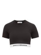 Matchesfashion.com Paco Rabanne - Logo-hem Jersey Cropped Top - Womens - Black