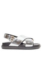 Matchesfashion.com Marni - Fussbett Metallic Leather Slingback Sandals - Womens - Silver