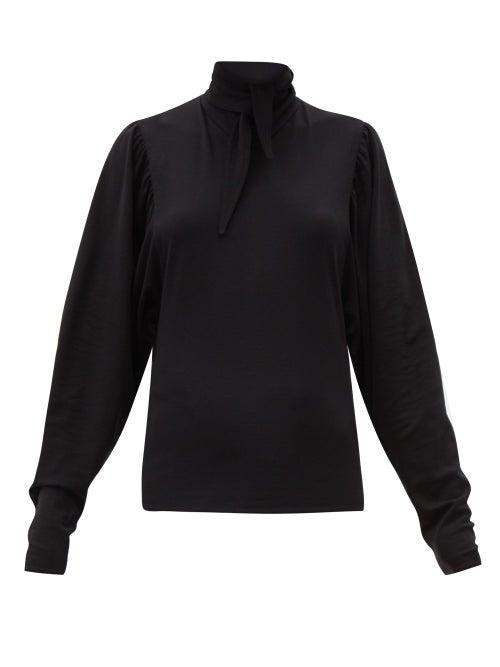 Matchesfashion.com Lemaire - Neck-tie Cotton Top - Womens - Black
