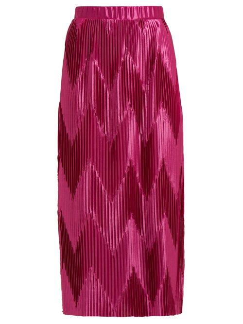 Matchesfashion.com Givenchy - Pleated Satin Midi Skirt - Womens - Pink
