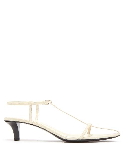Matchesfashion.com Jil Sander - T Strap Point Toe Leather Sandals - Womens - White