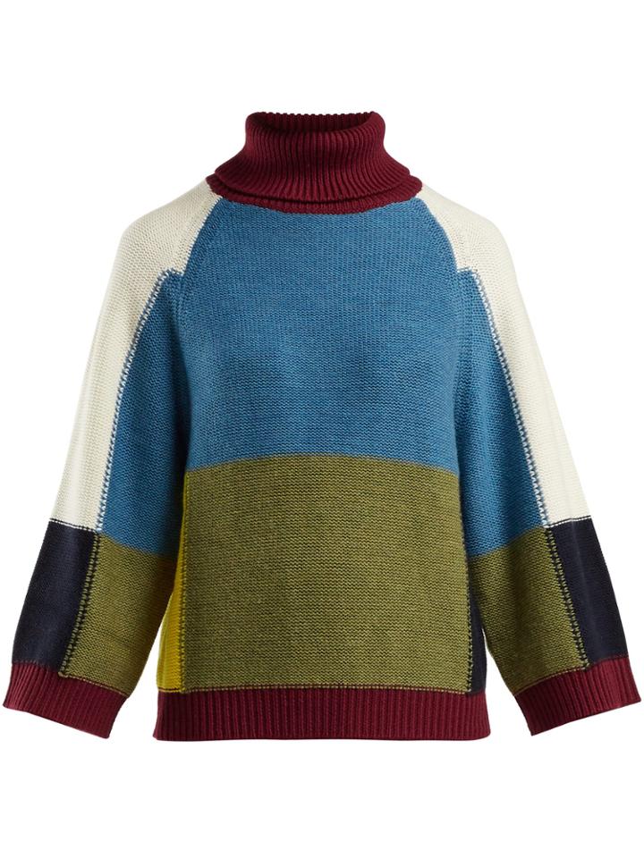 See By Chloé Patchwork Roll-neck Wool Sweater