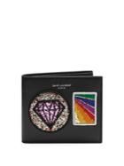 Saint Laurent Glitter Patch-appliqu Leather Bi-fold Wallet