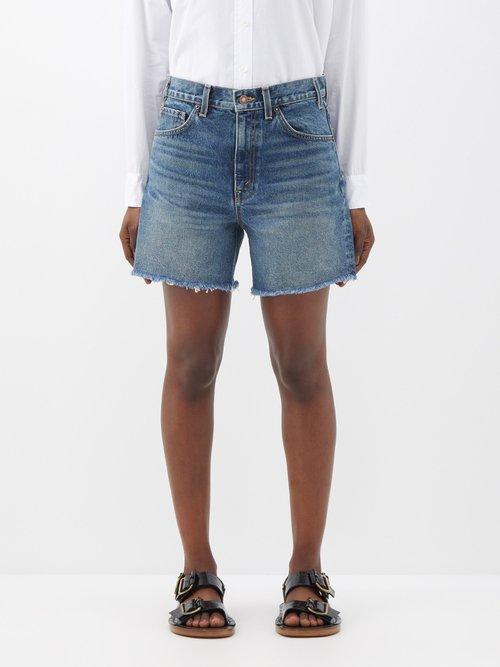 Nili Lotan - Yohann Raw-edge Denim Shorts - Womens - Denim