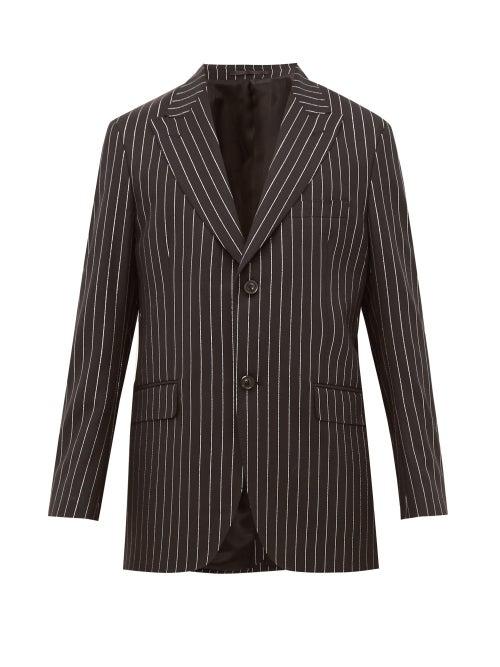 Matchesfashion.com Cobra S.c. - Peak Lapel Pinstripe Wool Blazer - Mens - Black