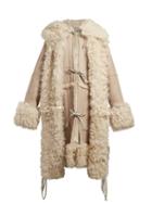 Matchesfashion.com Loewe - Tie Front Hooded Shearling Coat - Womens - Beige