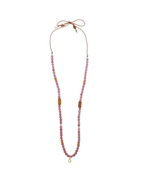 Matchesfashion.com Musa By Bobbie - Diamond, Ruby, Amber & 18kt Gold Charm Necklace - Womens - Pink