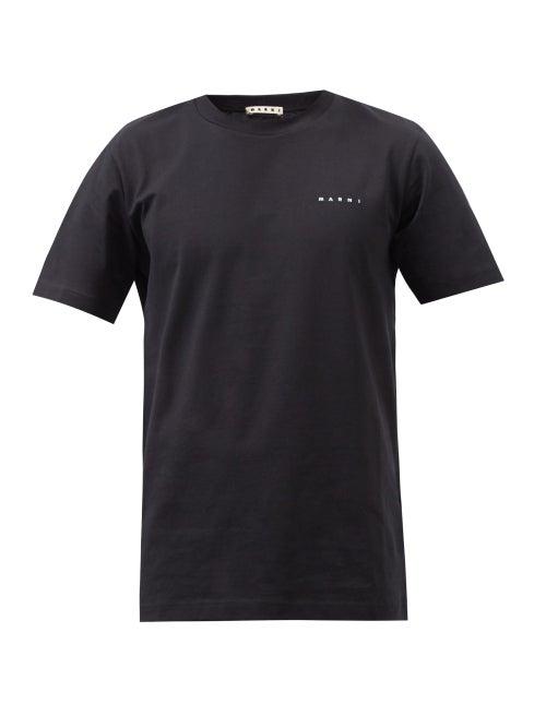 Marni - Logo-embroidered Cotton-jersey T-shirt - Mens - Black