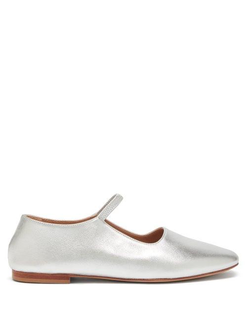 Matchesfashion.com Mansur Gavriel - Glove Leather Mary-jane Flats - Womens - Silver