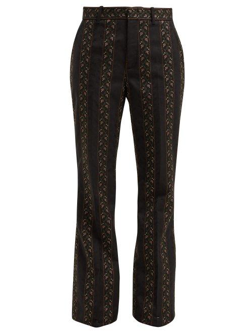 Matchesfashion.com Gucci - Floral Jacquard Wool And Silk Blend Trousers - Womens - Black Multi