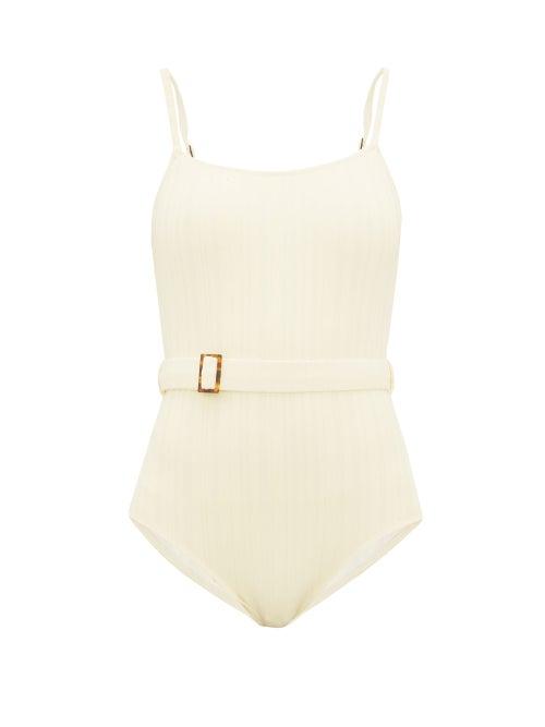 Matchesfashion.com Solid & Striped - The Nina Belted Swimsuit - Womens - Cream