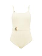 Matchesfashion.com Solid & Striped - The Nina Belted Swimsuit - Womens - Cream