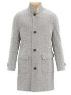 Matchesfashion.com Brunello Cucinelli - Reversible Herringbone Wool-blend Coat - Mens - Grey Multi