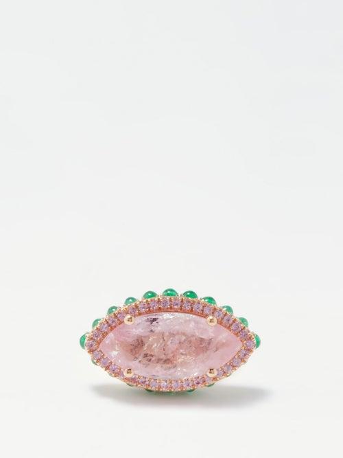 Ileana Makri - Eternity Flower Emerald, Sapphire & Rose-gold Ring - Womens - Pink Gold