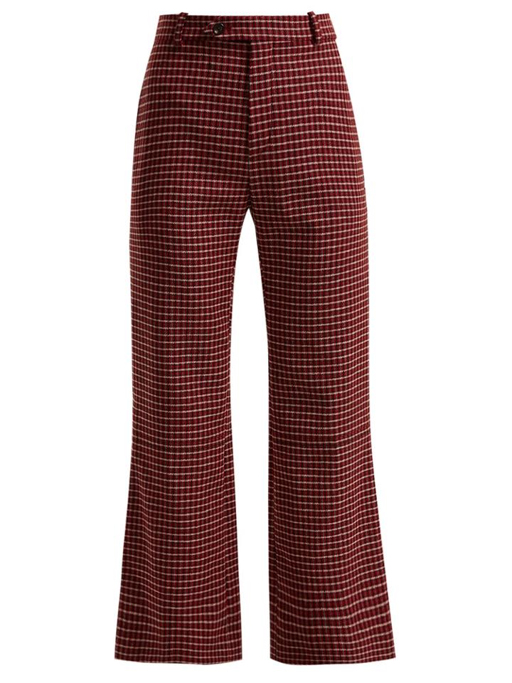 Chloé Houndstooth Wool-blend Flared Trousers