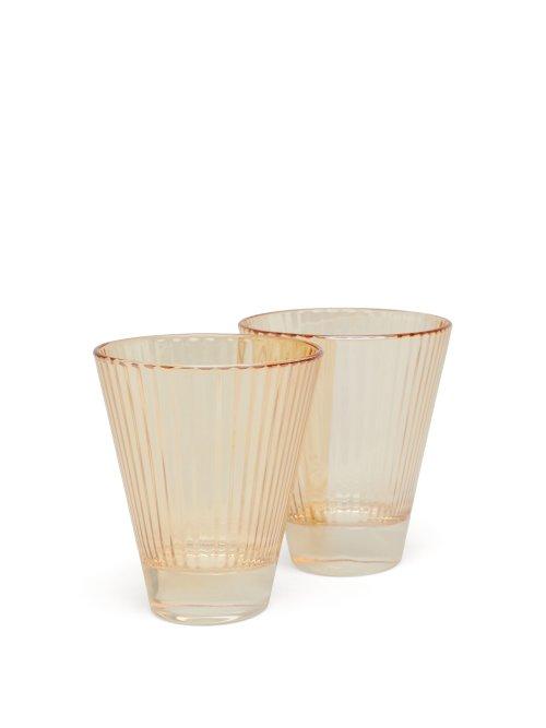 Matchesfashion.com Luisa Beccaria - Set Of Two Ridged Water Glasses - Yellow