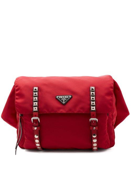 Matchesfashion.com Prada - New Vela Leather Trimmed Belt Bag - Womens - Red Multi