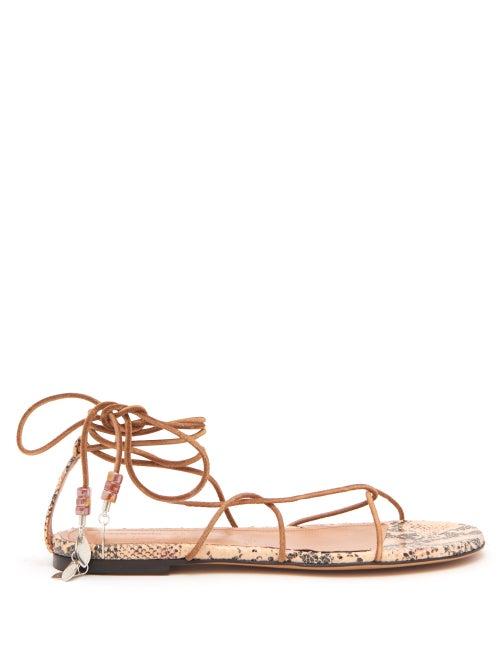 Matchesfashion.com Isabel Marant - Jindia Bead-embellished Rope And Leather Sandals - Womens - Tan