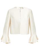 Matchesfashion.com Valentino - Ruffled Cuff Wool Blend Jacket - Womens - Ivory