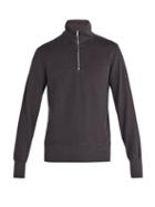 Matchesfashion.com Officine Gnrale - Half Zip Cotton Sweatshirt - Mens - Black