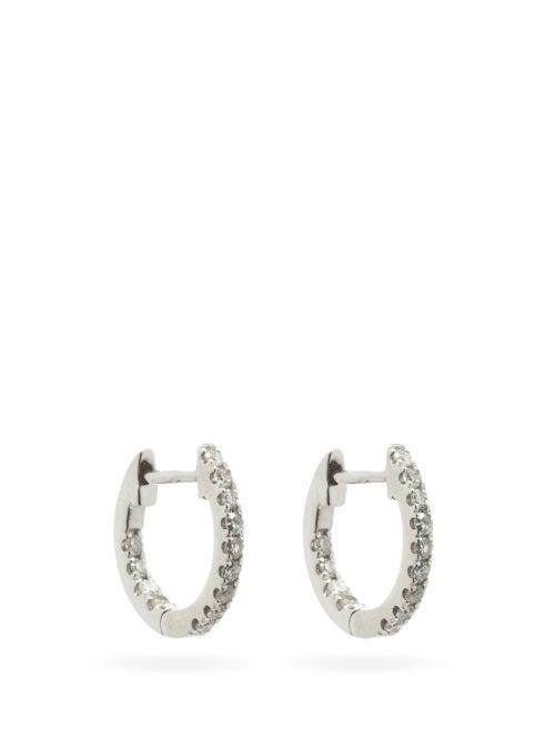 Matchesfashion.com Rosa De La Cruz - Diamond & 18kt White Gold Hoop Earrings - Womens - White Gold