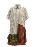 Matchesfashion.com Marques'almeida - Upcycled Striped Cotton Shirt Dress - Womens - Khaki Multi