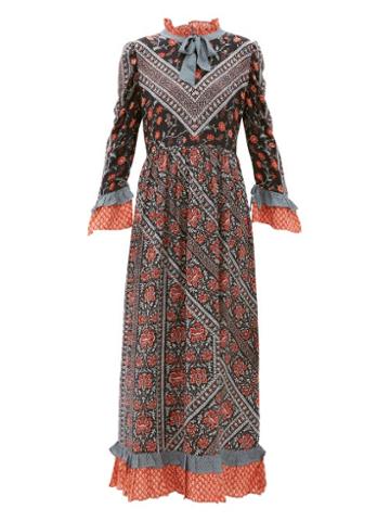 Matchesfashion.com D'ascoli - Coromandel Printed Silk Dress - Womens - Black Multi