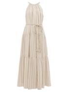 Matchesfashion.com Apiece Apart - Escondido Tiered Striped Cotton Maxi Dress - Womens - Multi