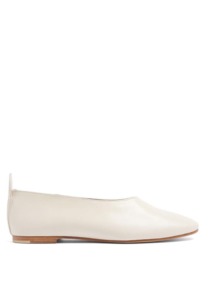 Joseph Round-toe Leather Ballet Flats