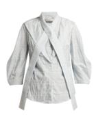 Matchesfashion.com Palmer//harding - Fragment Neck Tie Slubbed Poplin Shirt - Womens - Blue