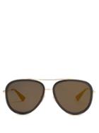 Matchesfashion.com Gucci - Mirrored Aviator Sunglasses - Mens - Gold Multi
