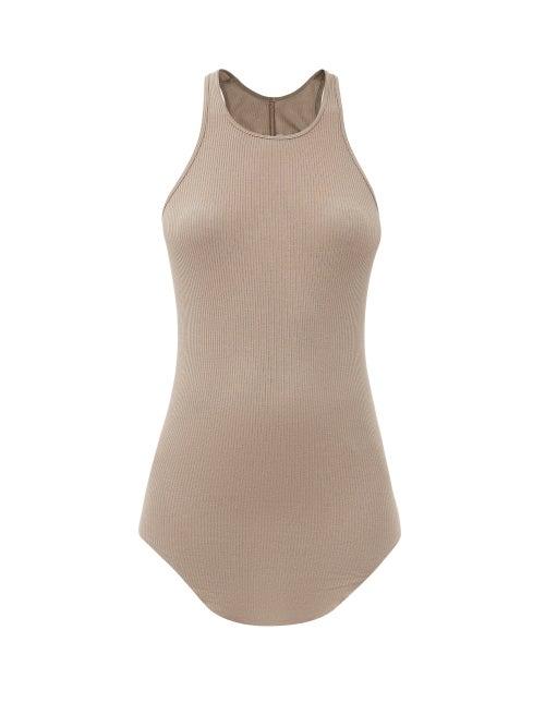 Matchesfashion.com Rick Owens - Curved-hem Ribbed-jersey Tank Top - Womens - Grey