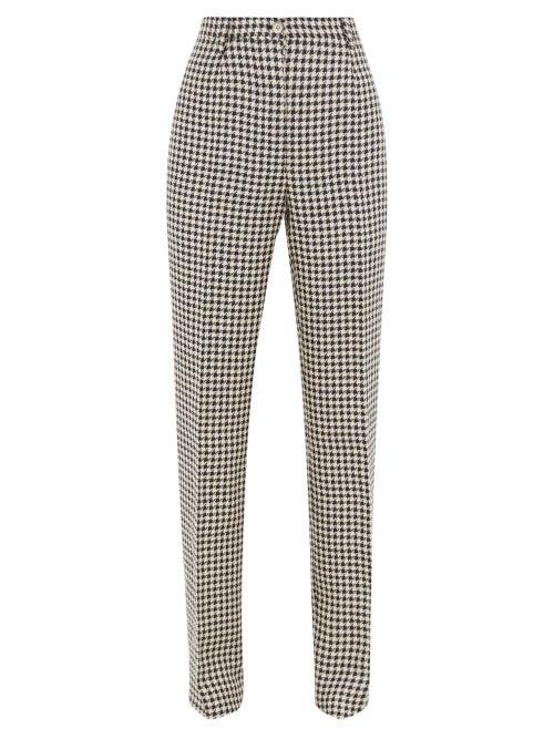 Matchesfashion.com Giuliva Heritage Collection - The Altea Houndstooth Linen Trousers - Womens - Navy White