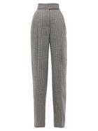 Matchesfashion.com Alexander Mcqueen - Houndstooth High Rise Wide Leg Trousers - Womens - Black White