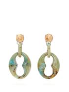 Matchesfashion.com Prada - Crystal Embellished Drop Earrings - Womens - Green